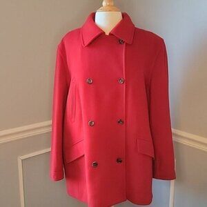 J.CREW Red Wool Cashmere Blend Double Breasted Thinsulate Preppy Pea Coat XLTALL